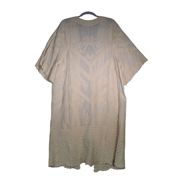 Woven Heart Sheer Cardigan Women S Ivory Gorgeous Embroidery Kimono Peasant Boho - Picture 8 of 16